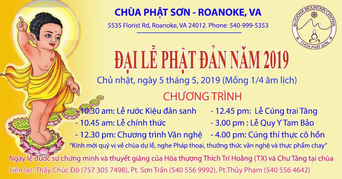 Thư Mời đại lễ Phật Đản-  Phật lịch 2563 – 2019